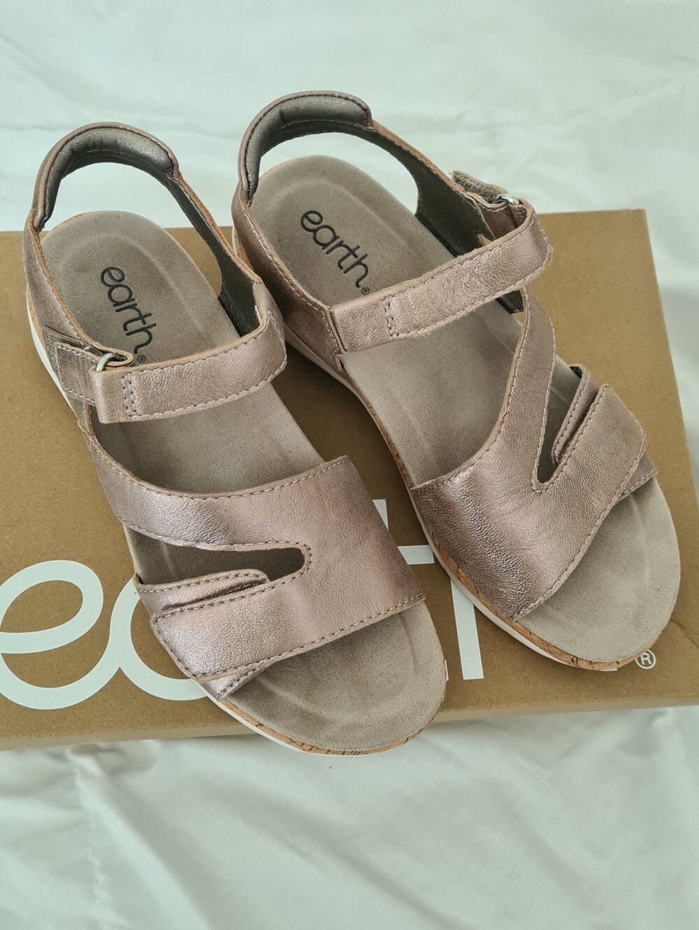 Earth Origins Women's Metallic Rose Sandals - Adjustable Comfort Straps